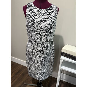 J. Crew Textured Ink Ivory Spot Dress Size 12